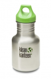 KleanKanteen - Trinkflasche Classic Kid Loop Edelstahl, 355 ml, silver/green